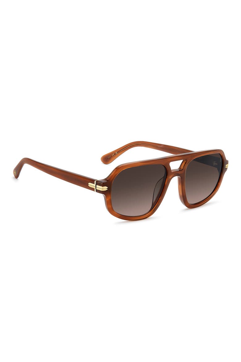 54mm Gradient Rectangular Aviator Sunglasses, Alternate, color, HAVANA BROWN/ BROWN SF