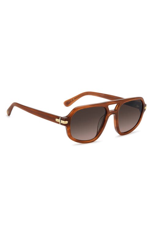 Stuart Weitzman 54mm Gradient Rectangular Aviator Sunglasses In Brown