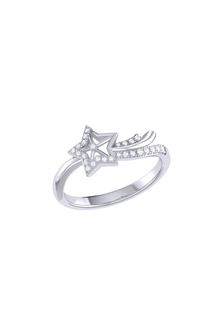 Shooting Star Sparkle Sterling Silver Diamond Ring, Main, color, Silver