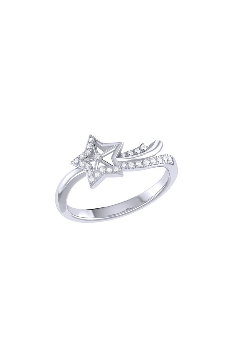 LuvMyJewelry Shooting Star Sparkle Sterling Silver Diamond Ring, Main, color, 