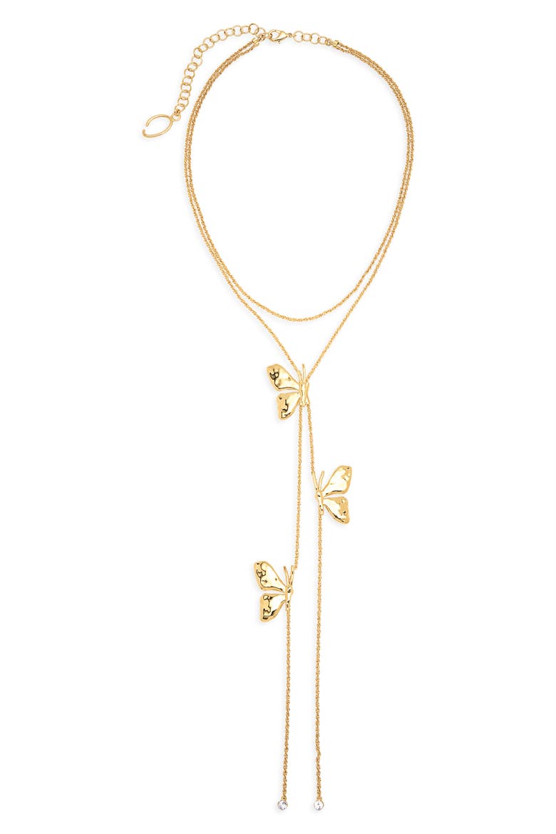 Butterfly Layered Rope Necklace, Main, color, GOLD