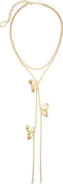 Oscar de la Renta Butterfly Layered Rope Necklace