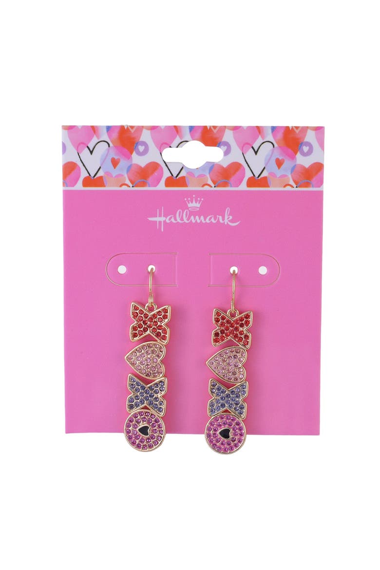 Stone Hugs and Kisses Linear Earrings, Alternate, color, Red