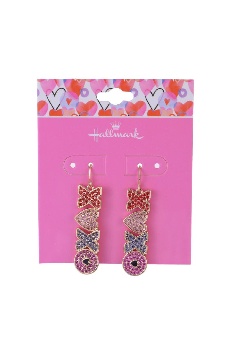 Hallmark Stone Hugs and Kisses Linear Earrings, Alternate, color, Red