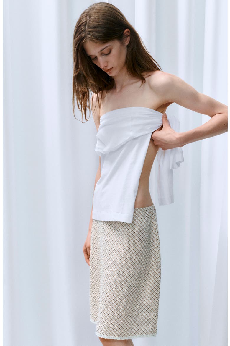Checkered Midi Skirt, Alternate, color, ECRU
