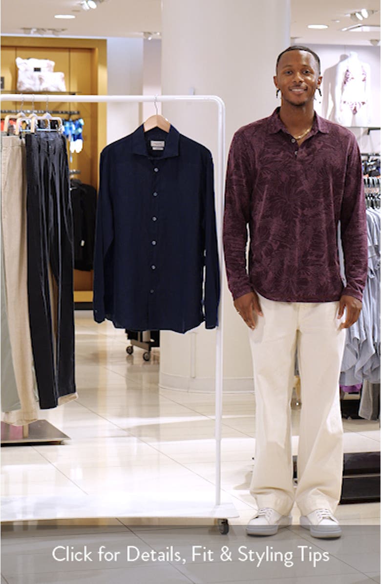 Axel Shaped Fit Linen Button-Up Shirt, sales video thumbnail