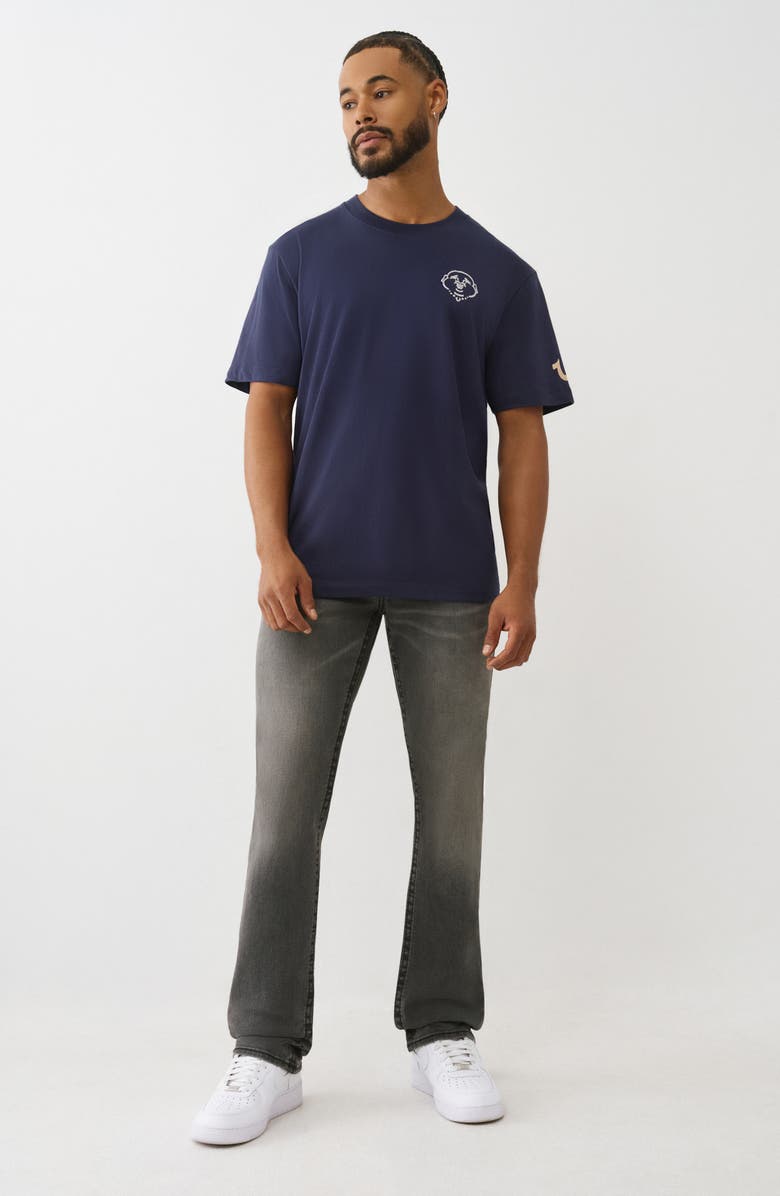 True Religion Ricky Stud T-Flap Straight Leg Jeans, Alternate, color, Grey Smores