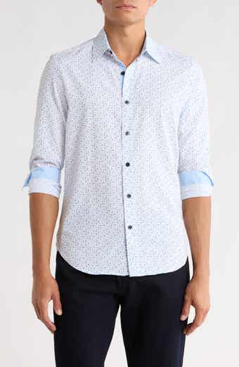 CONSTRUCT Slim Fit Dot Print 4-Way Stretch Button-Up Shirt