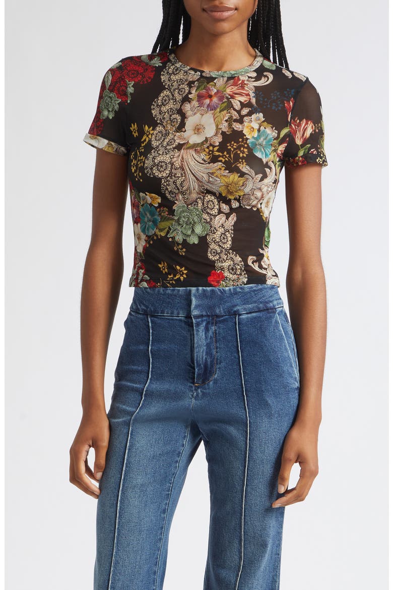 Tess Floral Print Mesh Top, Main, color, FREE SPIRIT