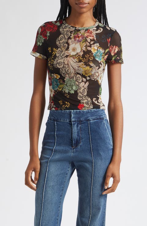 Tess Floral Print Mesh Top