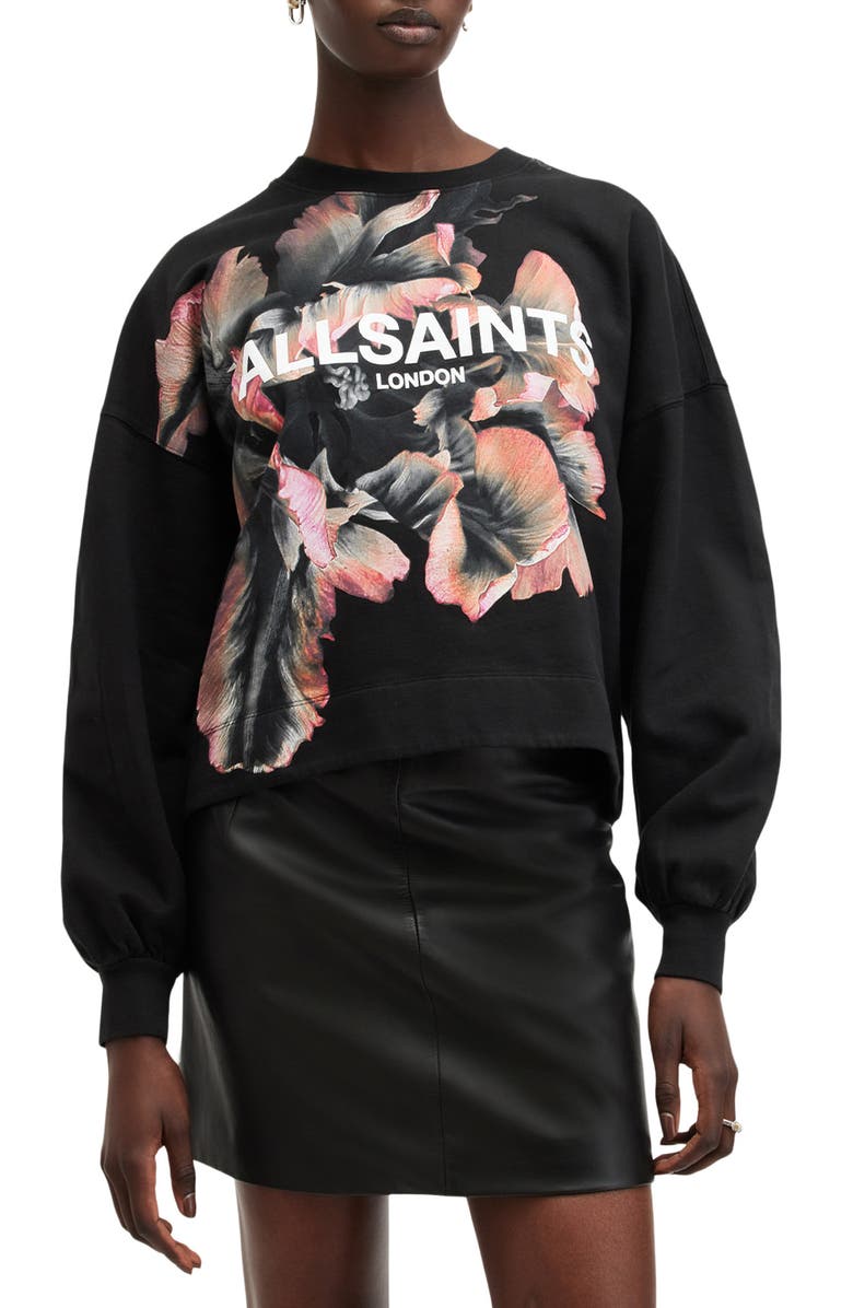AllSaints Fleurir Lila Oversize Sweatshirt, Main, color,