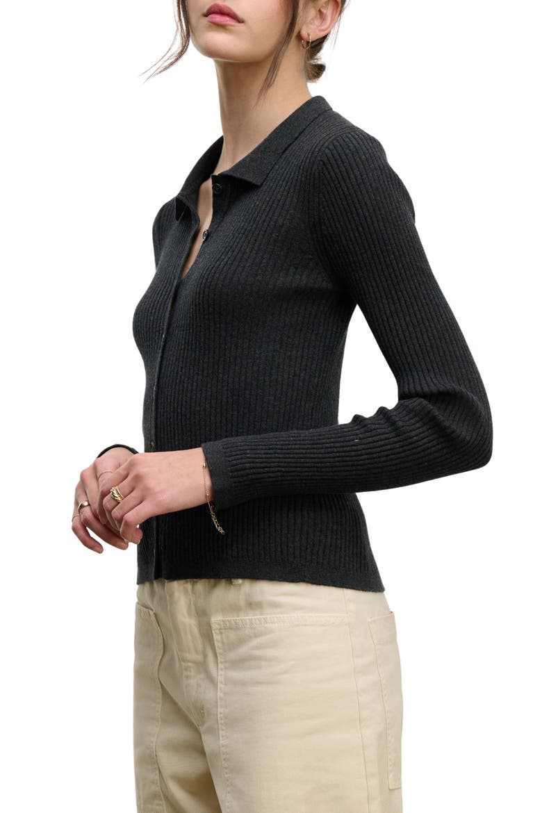 Nikki Ribbed Cardigan, Alternate, color, CINDER BLK