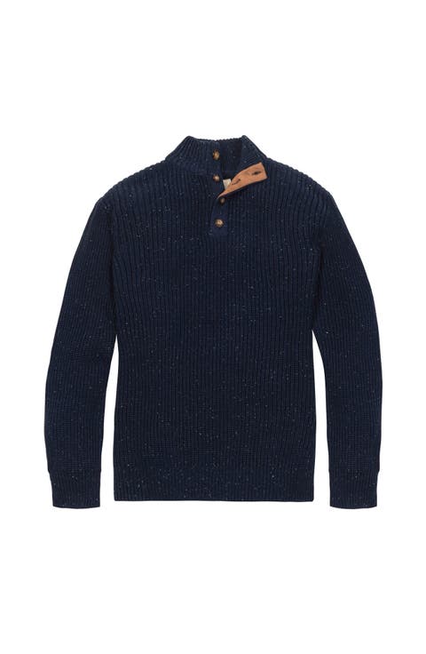 Organic Mock Neck Cardigan Stitch Sweater