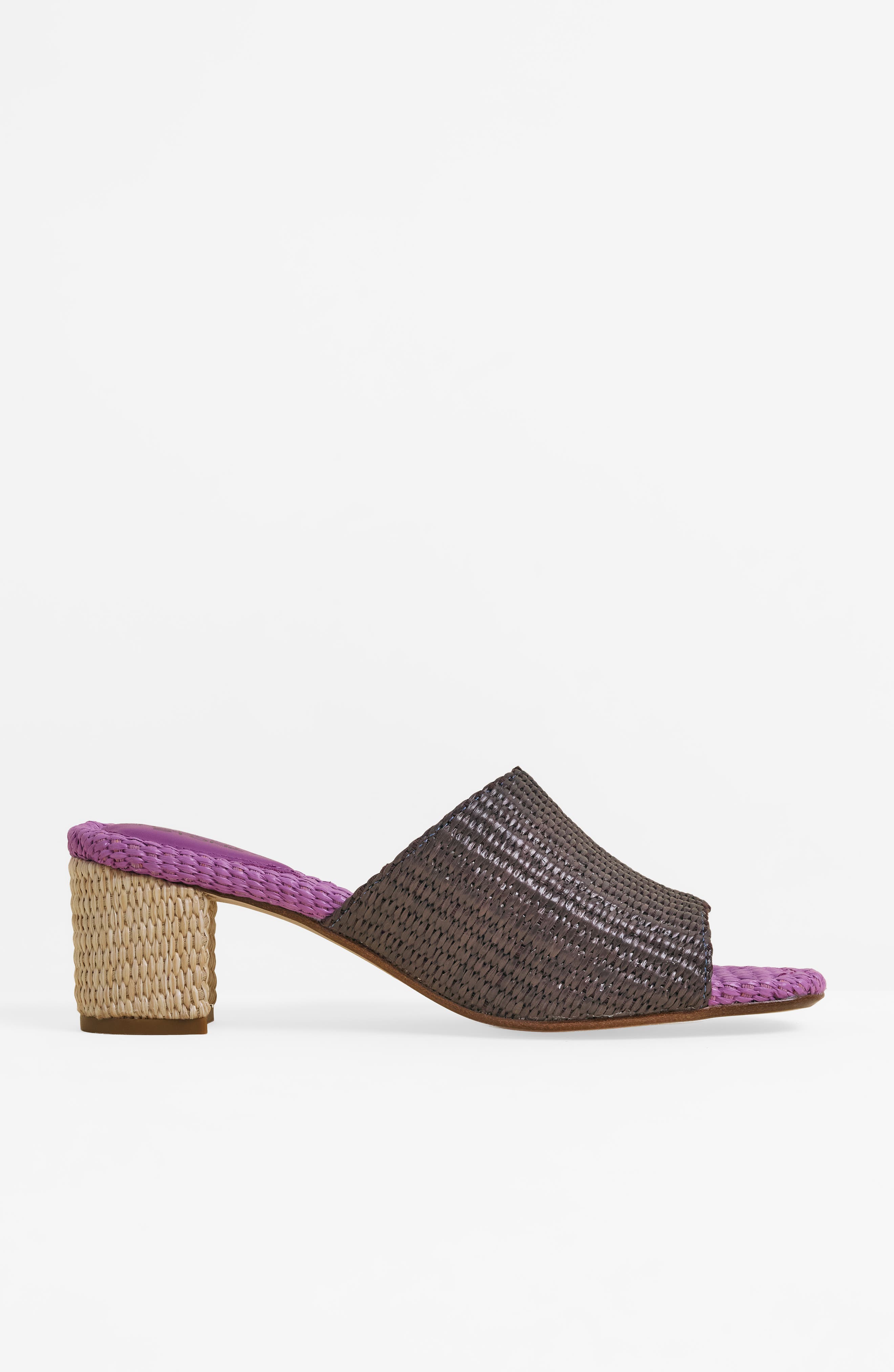 Charlotte Stone Lenu Mismatch Woven Slide Sandal, Alternate, color, Raffia