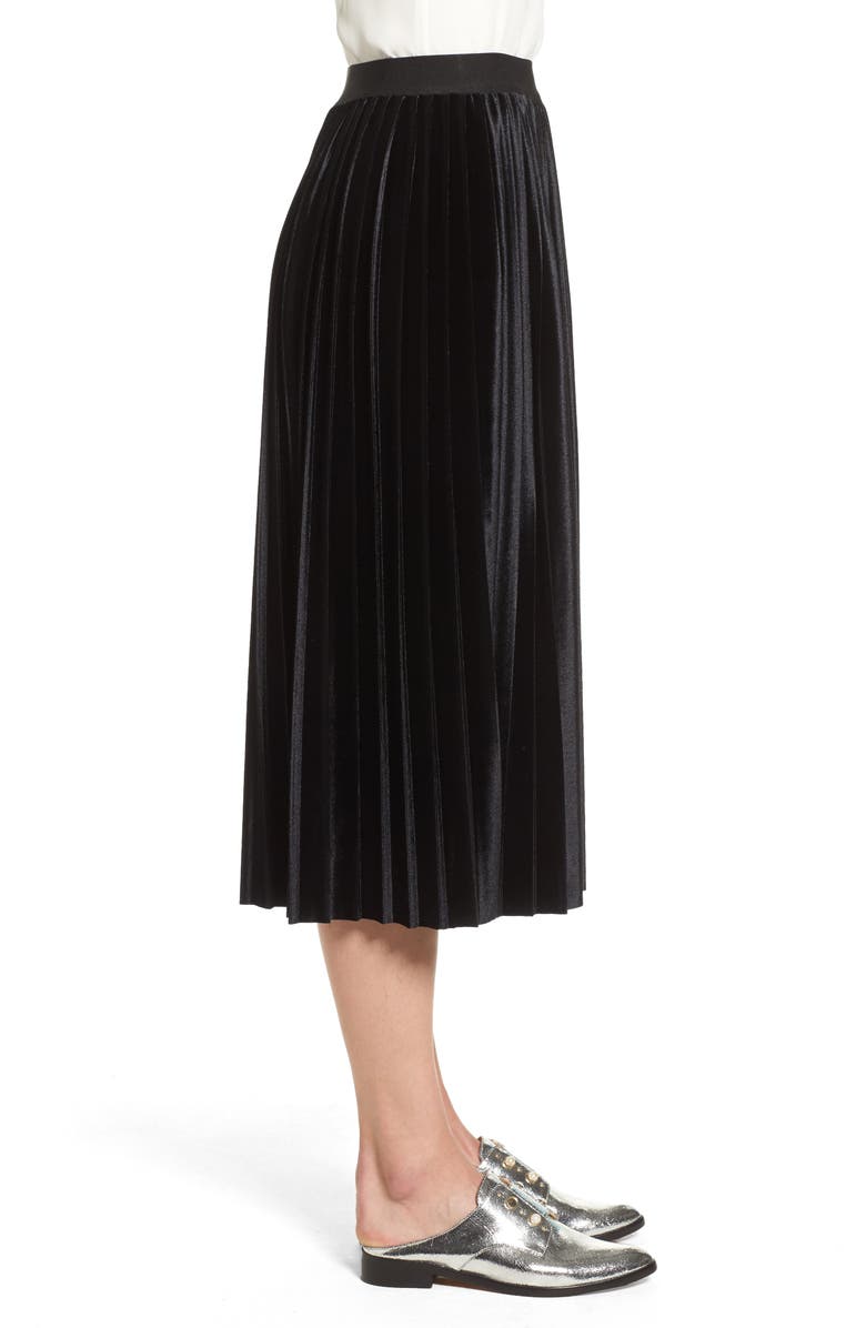 Halogen<sup>®</sup> Velvet Pleated Midi Skirt, Alternate, color,