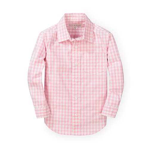Hope & Henry Baby Boys' Poplin Button Down Shirt, Infant In Pink Gingham