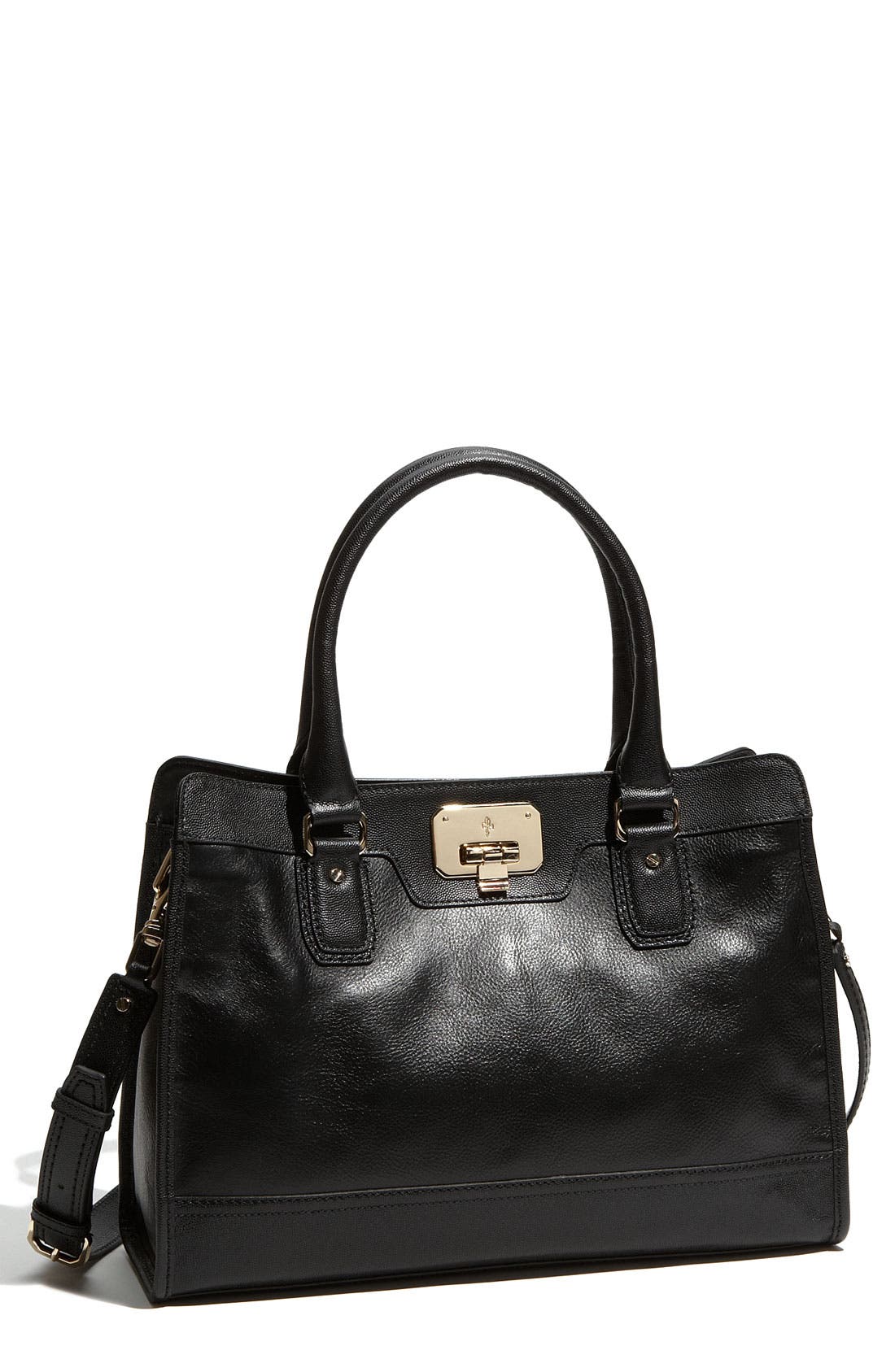'Vintage Valise - Kendra' Tote, Main, color, BLACK