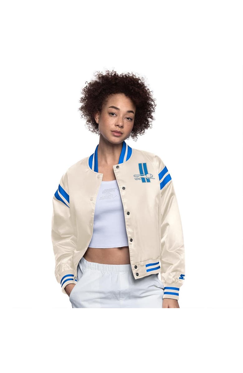 STARTER Women's Starter  Cream Detroit Lions Full Count Full-Snap Satin Jacket, Main, color, Cream