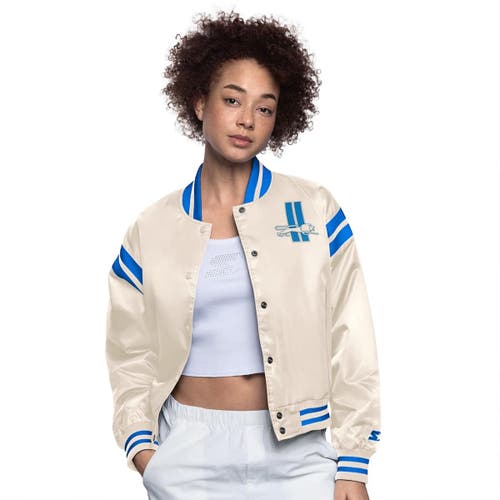 Starter Cream Detroit Lions Full Count Full-snap Satin Jacket