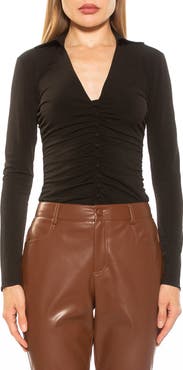 Alexia Admor Alina Long Sleeve Ruched Top