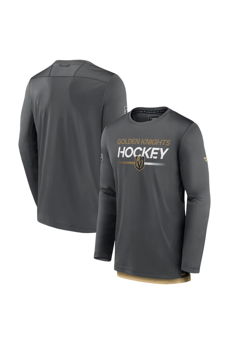 Men's Fanatics Branded  Gray Vegas Golden Knights Authentic Pro Long Sleeve T-Shirt, Main, color, Charcoal