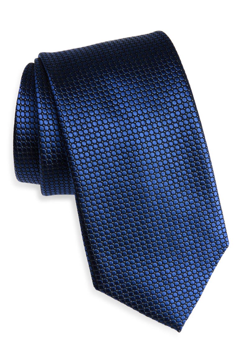 Dot Silk Jacquard Tie, Main, color, NAVY