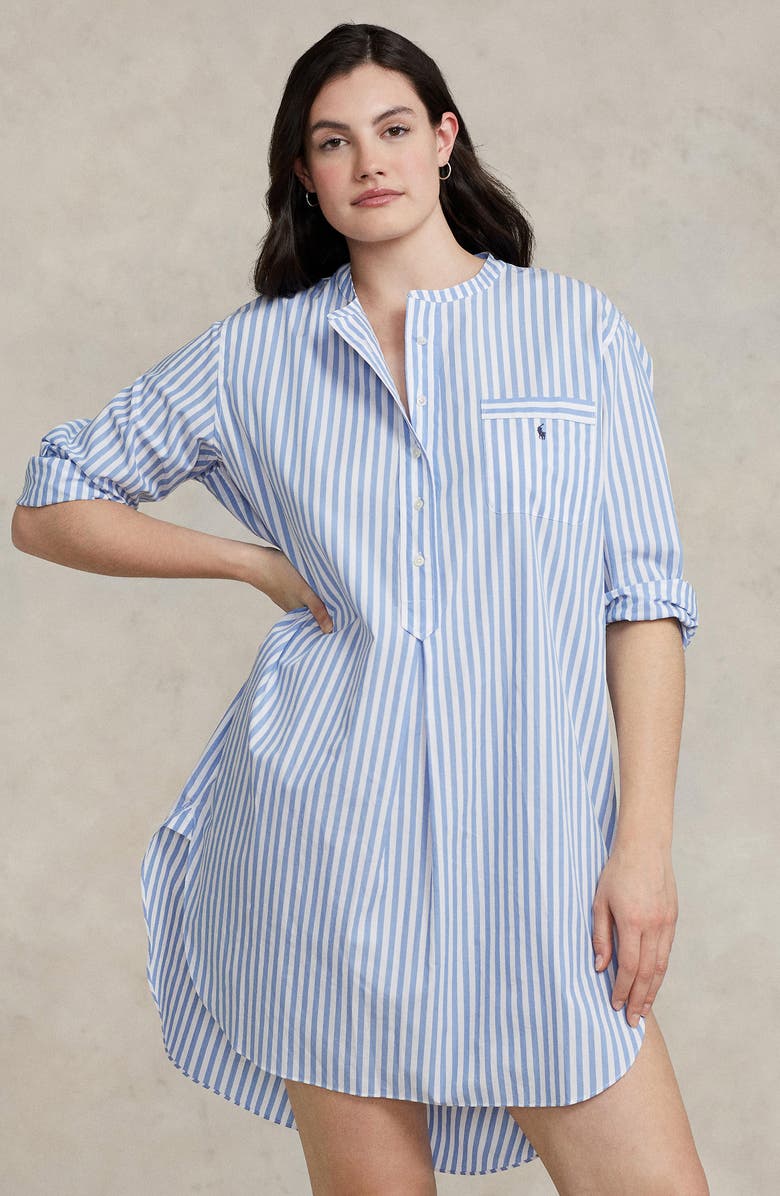 Polo Ralph Lauren Cotton Poplin Tunic Sleepshirt, Alternate, color, Purple Stripes