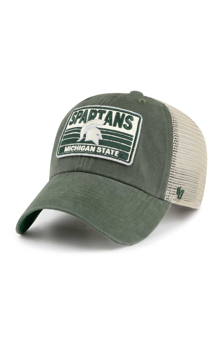 Men's '47 Green Michigan State Spartans Four Stroke Clean Up Trucker Snapback Hat, Main, color, Green