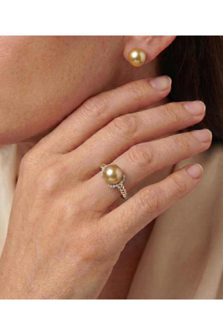 Golden South Sea Pearl & Diamond Jackie Ring, Alternate, color, Yellow Gold