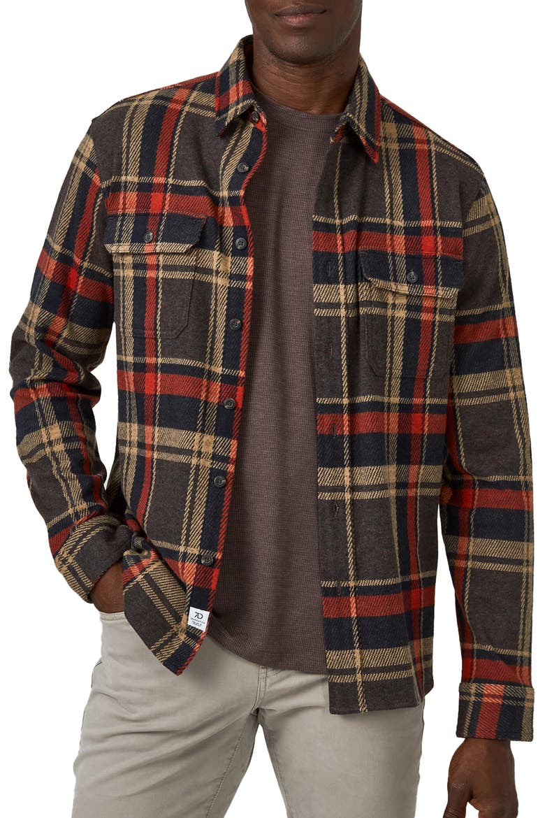 Generation Plaid Double Knit Button-Up Shirt, Main, color, DENIM