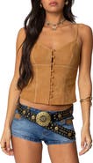 EDIKTED Tori Faux Suede Corset Top