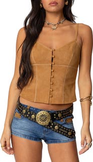 EDIKTED Tori Faux Suede Corset Top