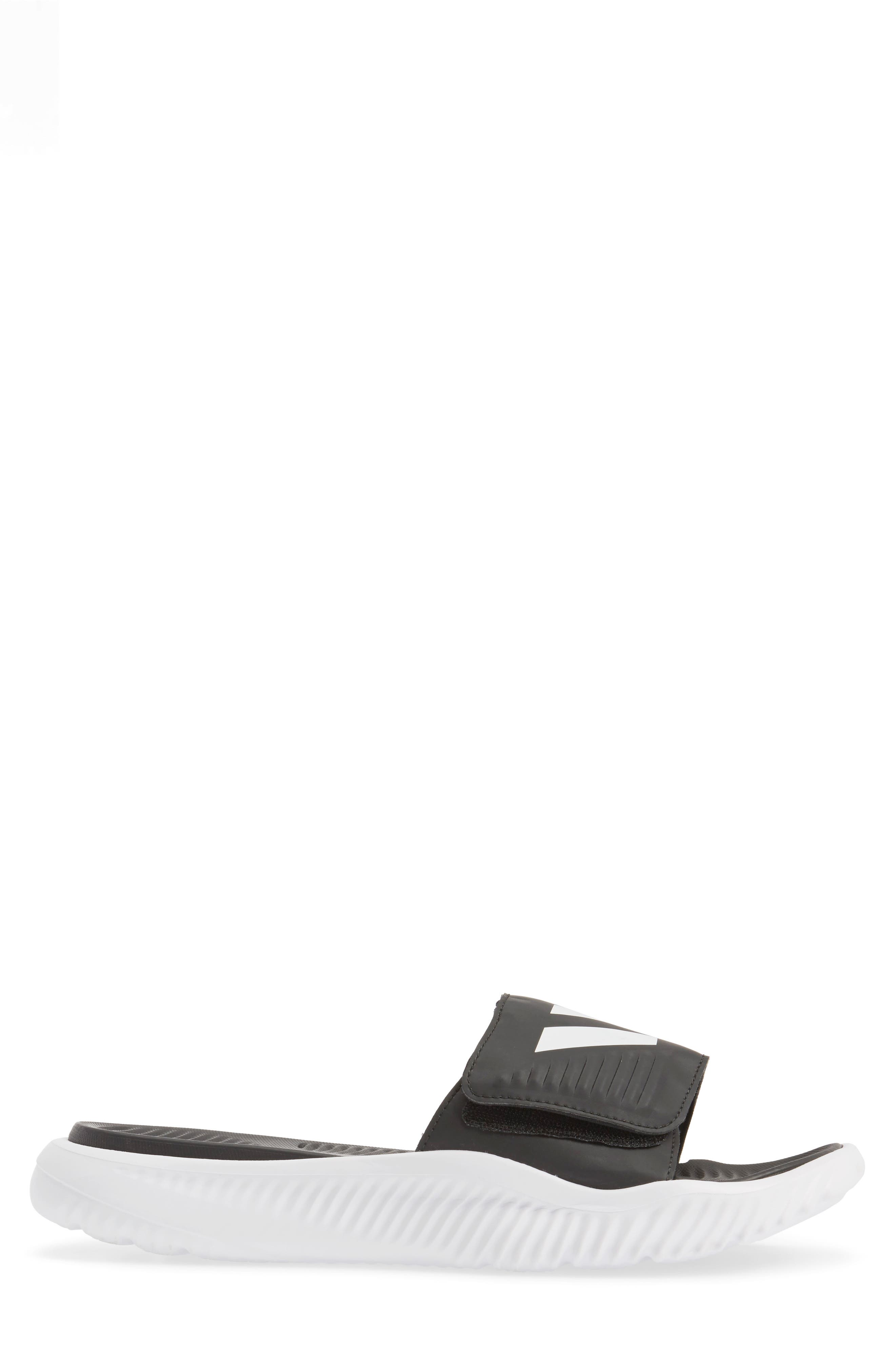 AlphaBounce Slide Sandal, Alternate, color, WHITE/CORE BLACK/WHITE