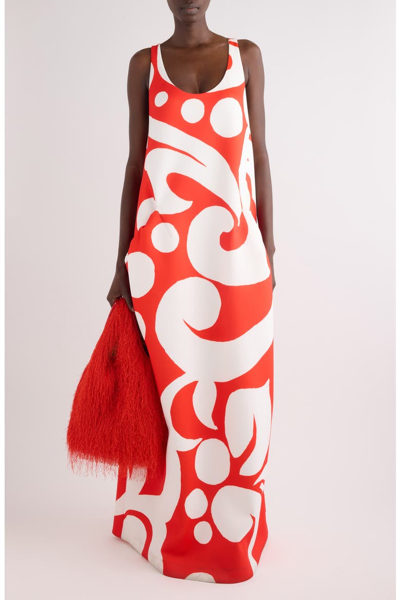 Drazero Giant Swirl Print Scuba Knit Trapeze Dress, Alternate, color, RED