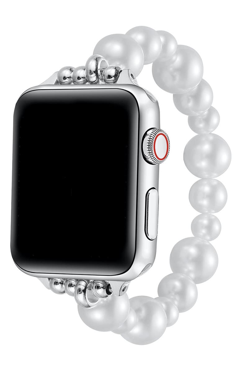 The Posh Tech Maeve 38mm Imitation Pearl Apple Watch<sup>®</sup> Bracelet Watchband, 42mm, Alternate, color, White