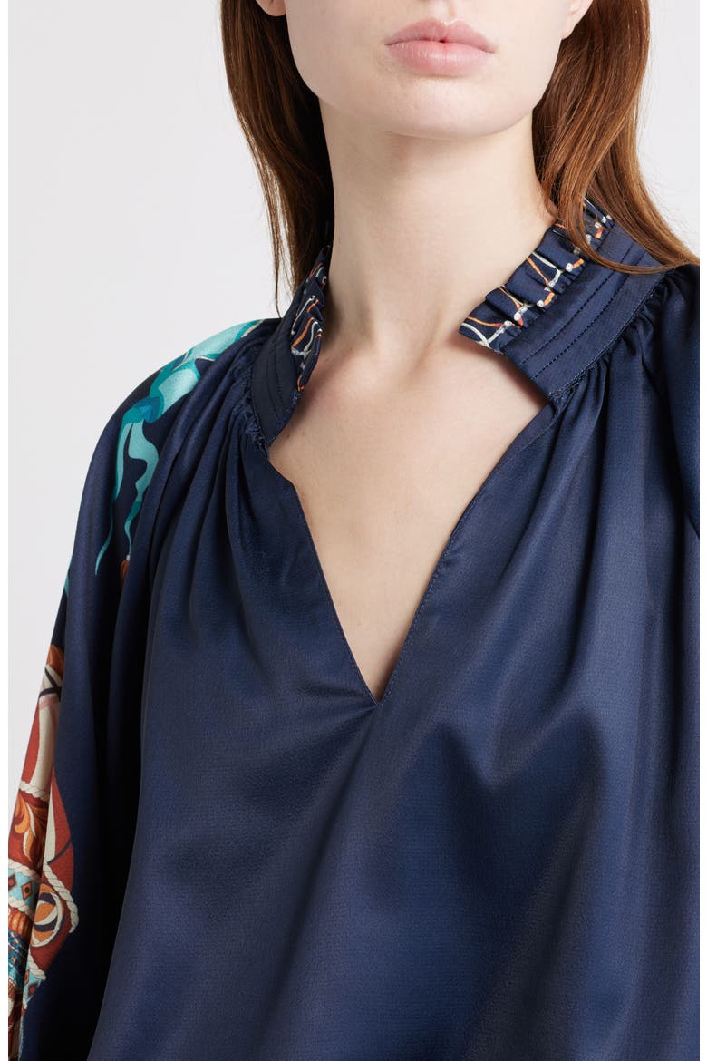 Helen Satin Top, Alternate, color, NAVY MULTI