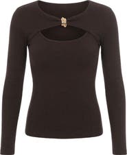 Monlicia Detail Cutout Long Sleeve Stretch Mila Top