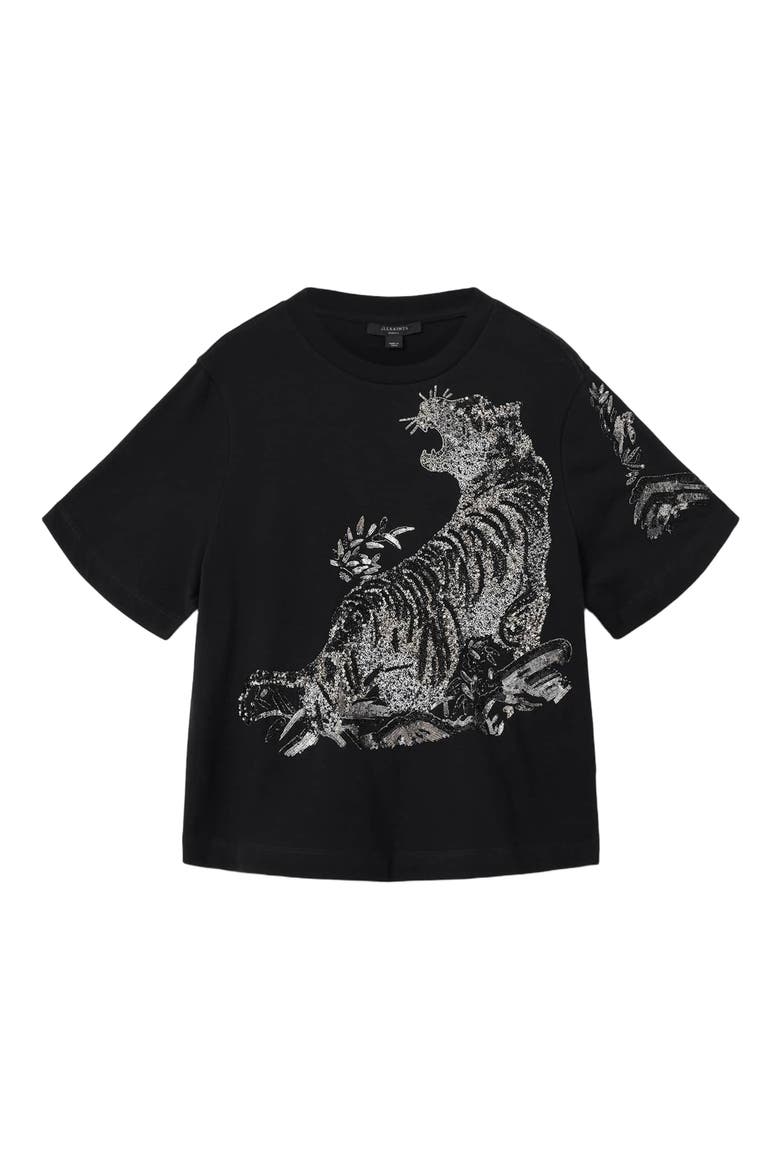 Pounce Lisa Embellished Cotton Graphic T-Shirt, Alternate, color, BLACK