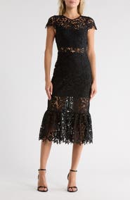 Alice + Olivia Clover Open Back Lace Dress