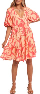 Petal & Pup Corinna Puff Sleeve Tiered Minidress