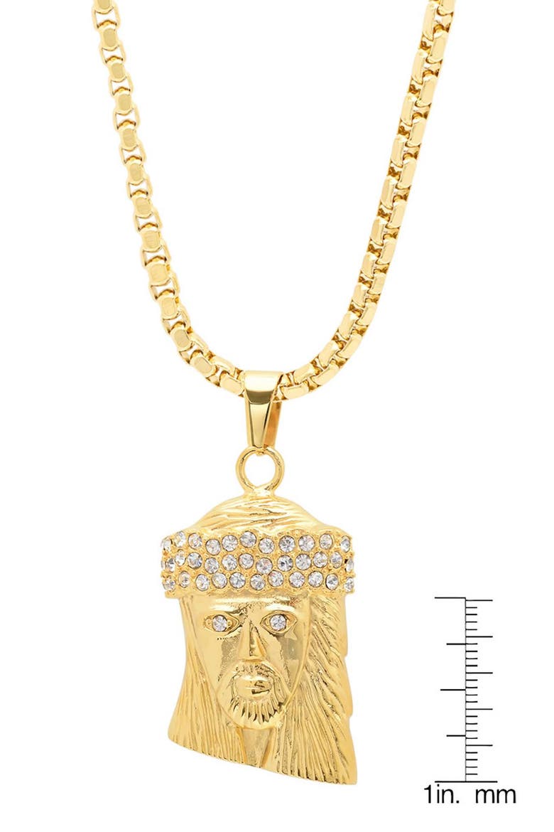 Men's 18k Gold Plated Jesus Head Pendant Necklace, Alternate, color, GOLD