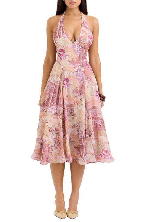 Solada Floral Halter Midi Sundress