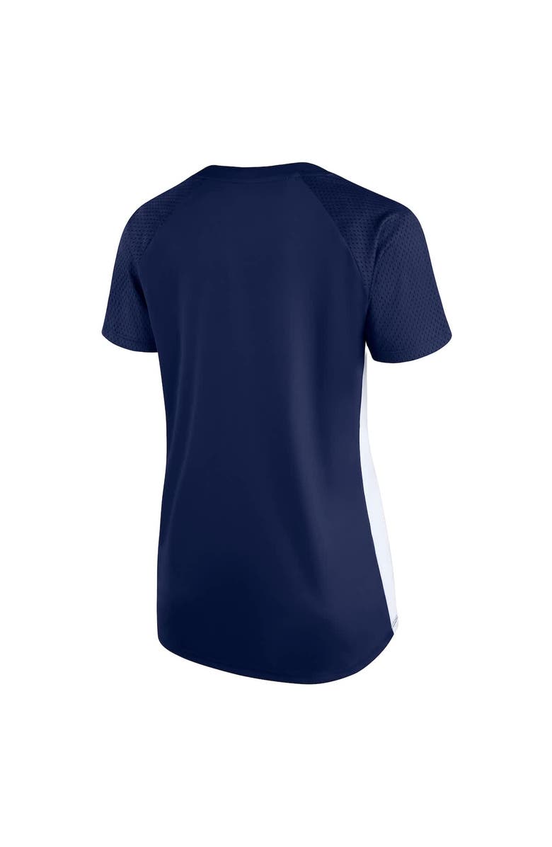 PROFILE Women's� Profile Navy New York Yankees Plus Size Glitter Raglan V-Neck T-Shirt, Alternate, color, Navy