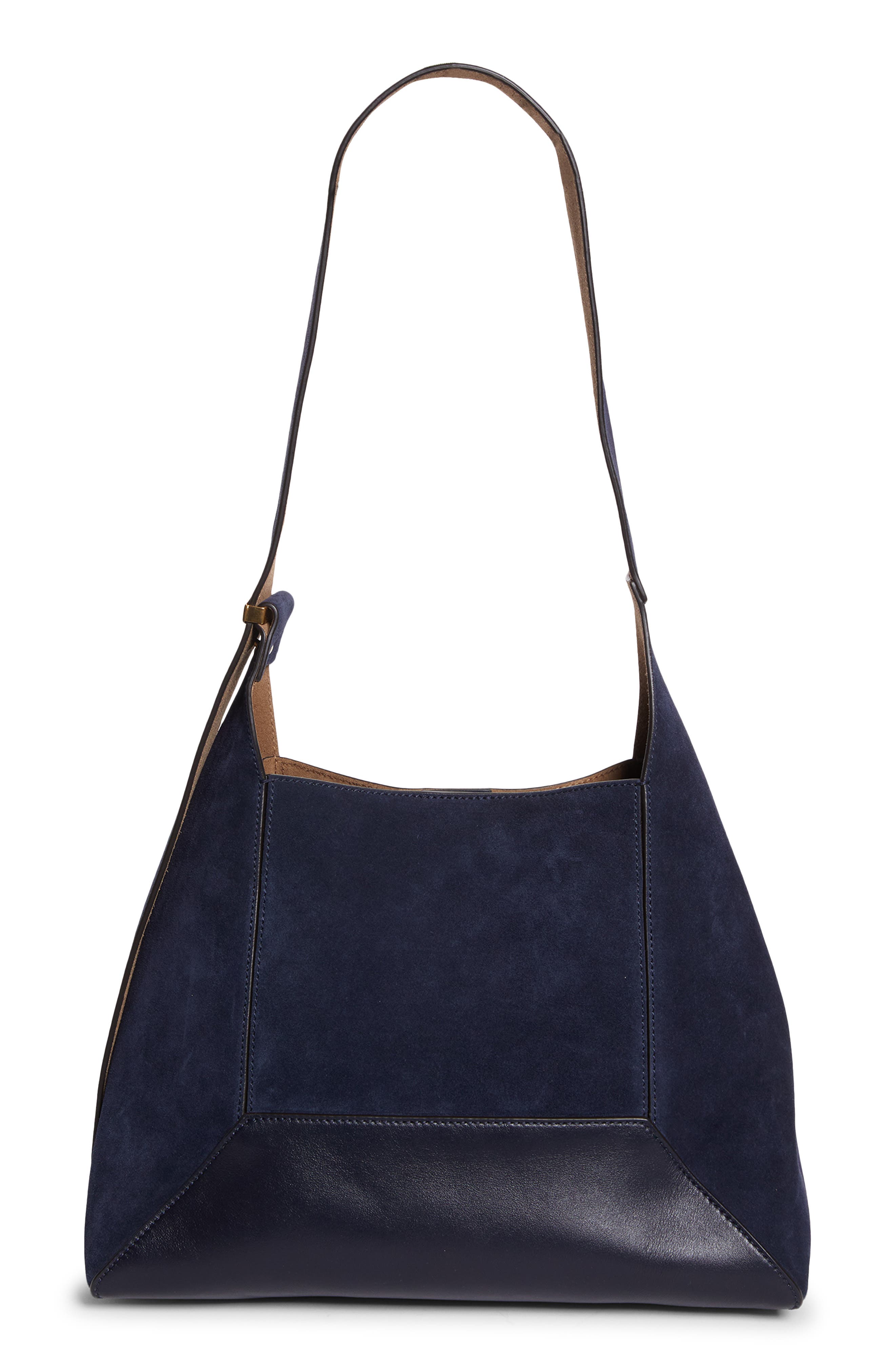 Jimmy Choo Medium Diamond Leather & Suede Hobo Bag, Alternate, color, Marine/ Gold