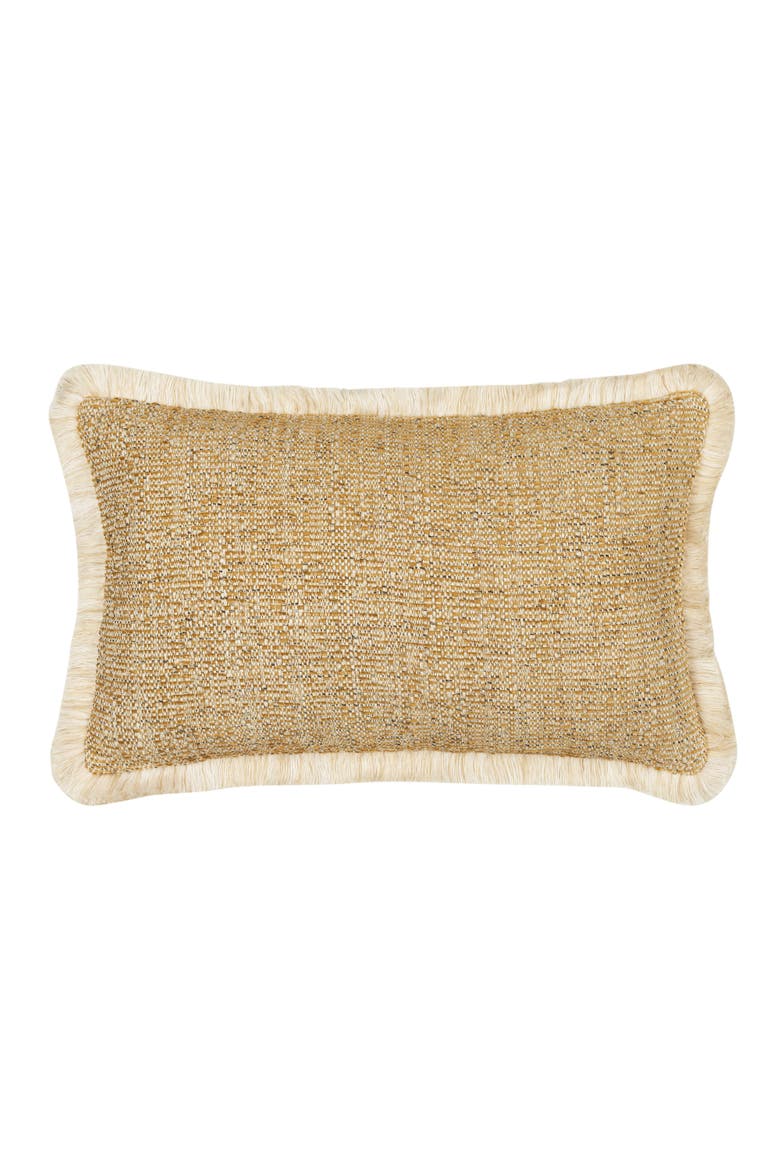 Golden Hour Textured Fringed Indoor & Outdoor Woven Accent Pillow, Main, color, Fringed