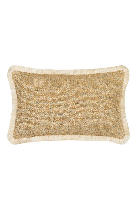 Golden Hour Textured Fringed Indoor & Outdoor Woven Accent Pillow