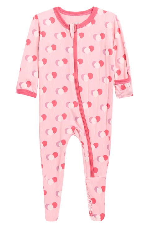 Balloon Print Zip Fitted Footie (Baby)