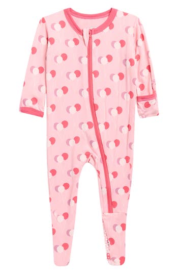 Kickee Pants Balloon Print Zip Fitted Footie In Pink