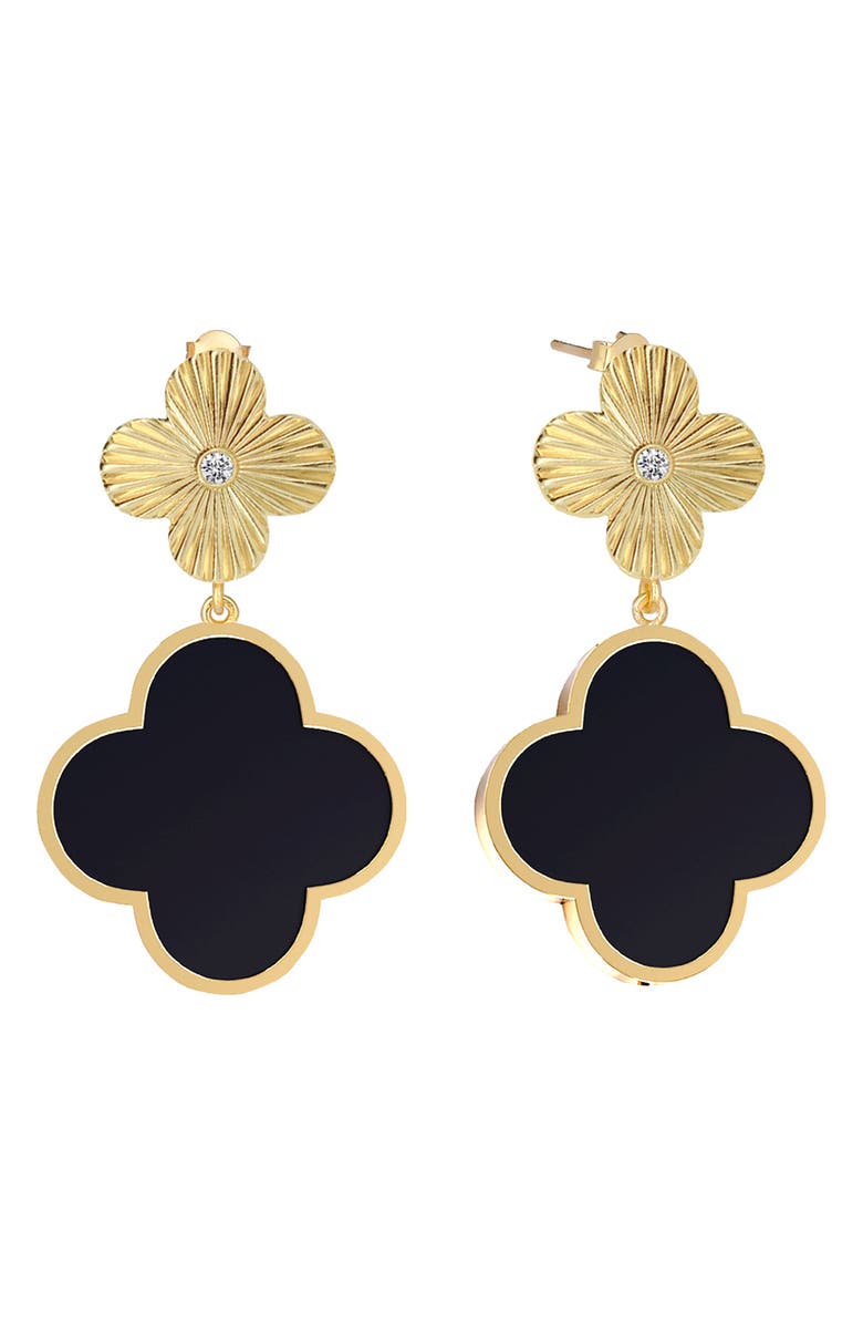 GABI RIELLE Double Clover Drop Earrings, Main, color, 