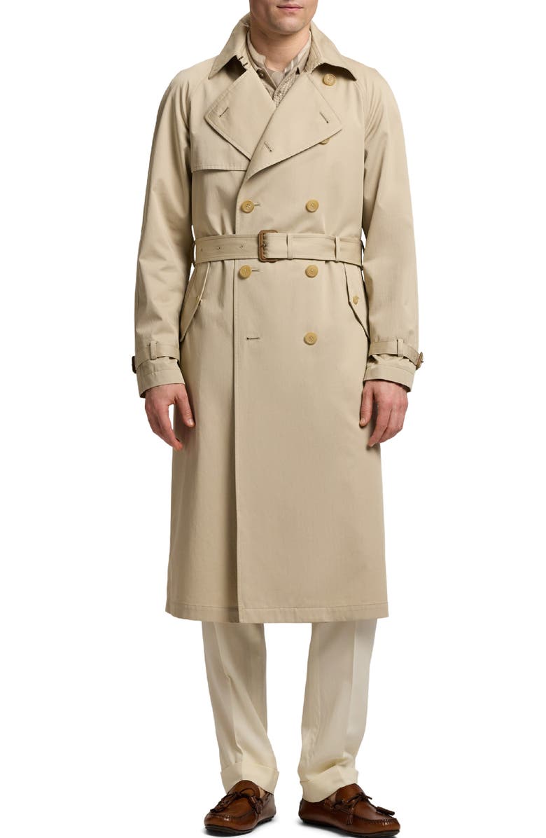 Ralph Lauren Purple Label Cotton Twill Trench Coat, Main, color, Khaki Stone